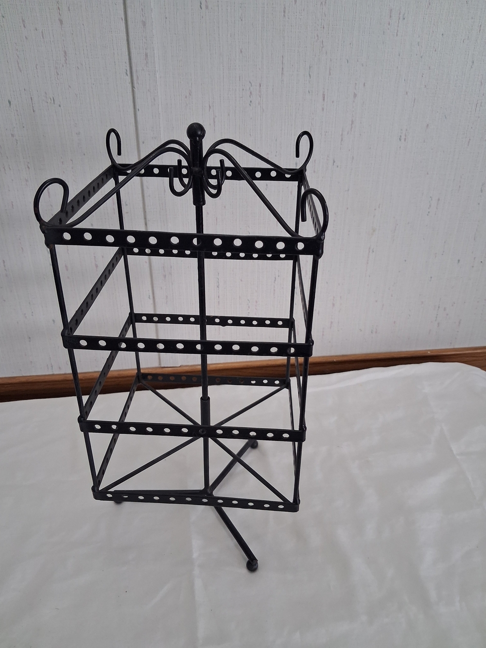 Black Metal Rotating Earring Display Tower 4 Tier Stand Spinner - See details
